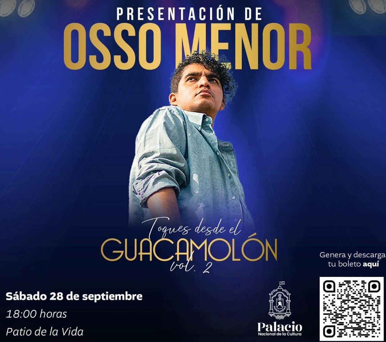 El artista Osso Menor se presentará el próximo 28 de septiembre en el Palacio Nacional de la Cultura, en la segunda edición de Toques desde el Guacamolón. / Foto: MCD.