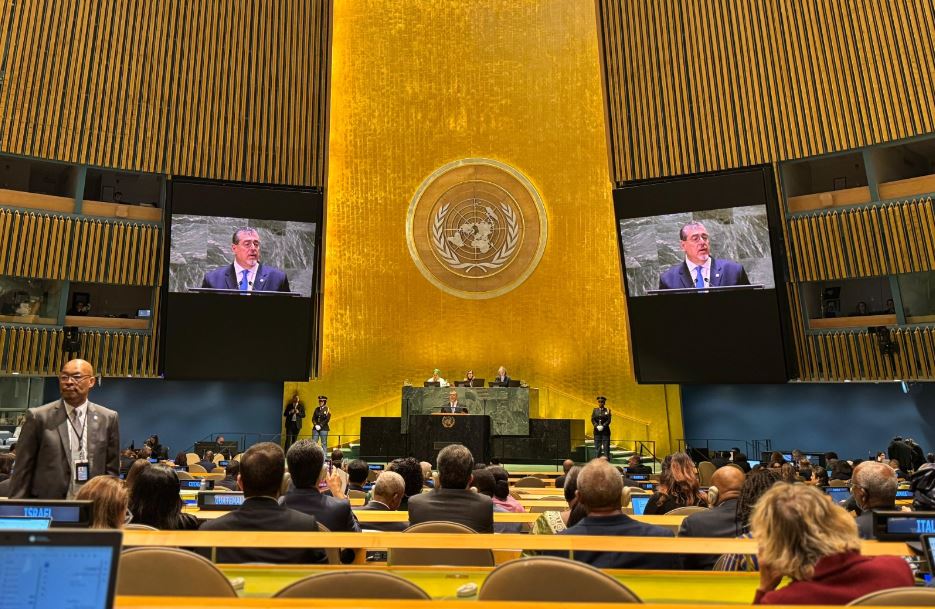 Presidente Bernardo Arévalo en su disertación ante la Asamblea General de la ONU.