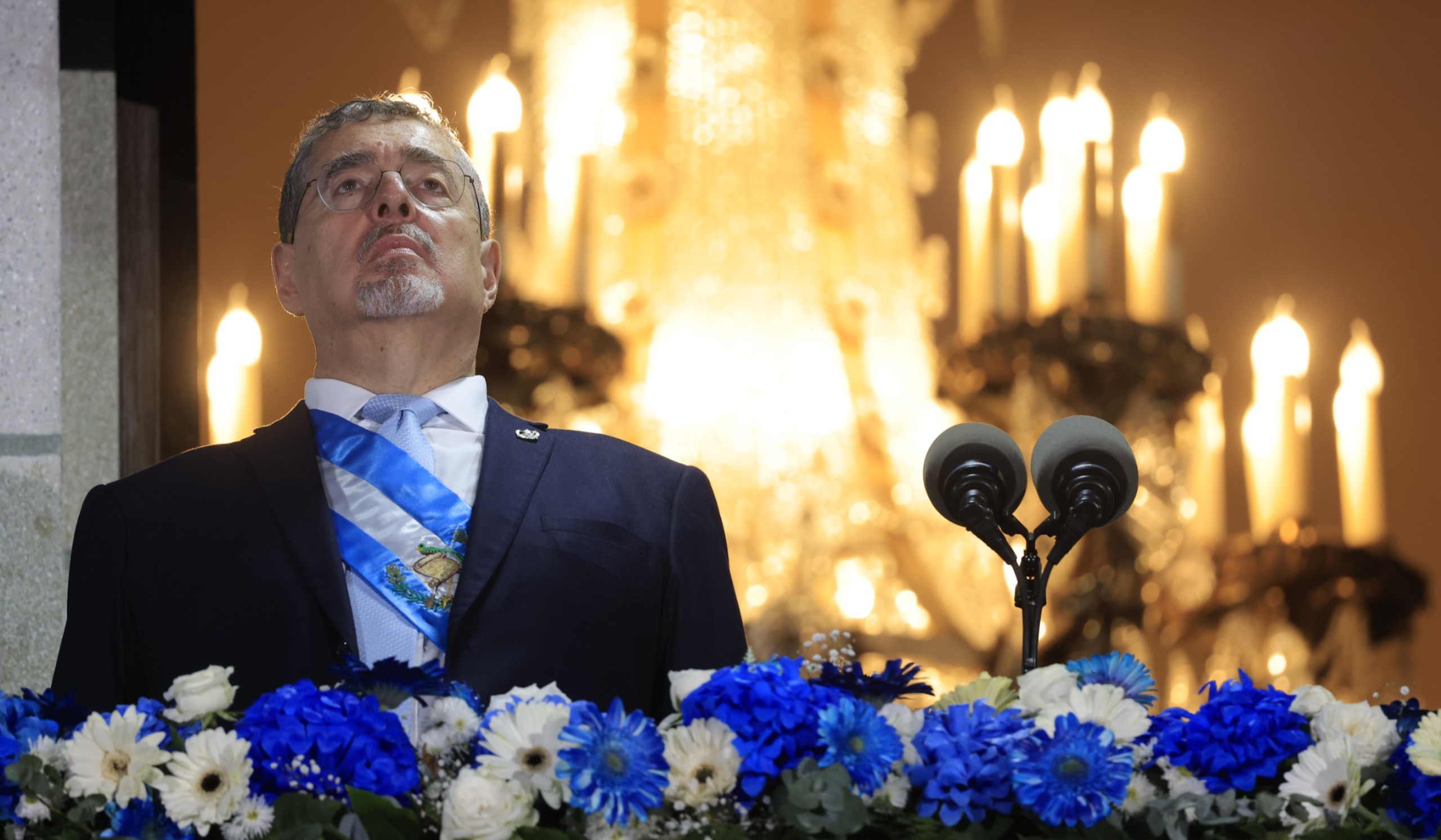 El presidente Bernardo Arévalo brindó un emotivo discurso desde el Palacio Nacional de la Cultura. /Foto: Gilber García.