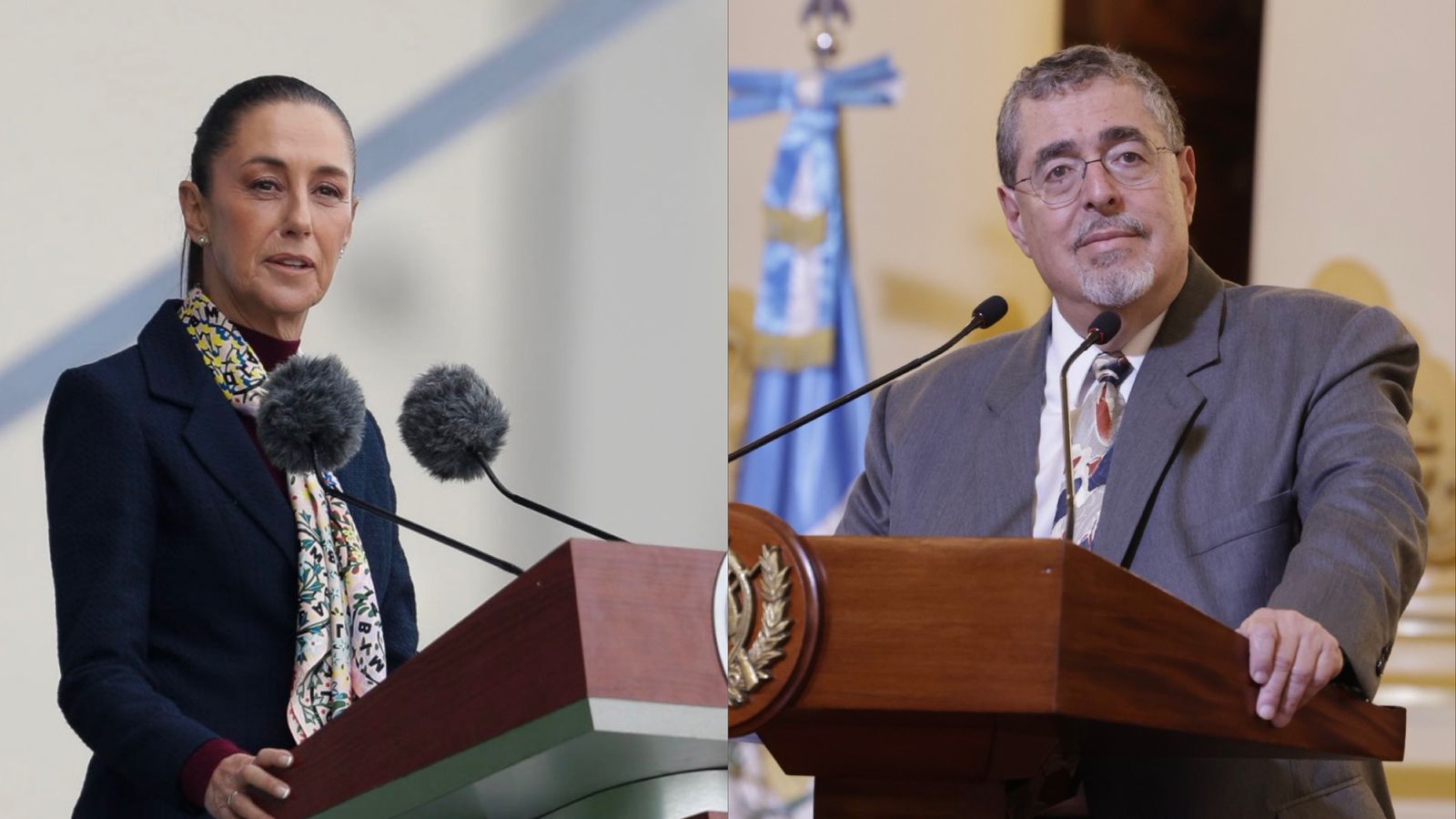 Presidente Bernardo Arévalo (derecha) asistirá a la toma de posesión de la presidenta de México, Claudia Sheinbaum (izquierda). / Foto: EFE (izquierda) SCSP (derecha).