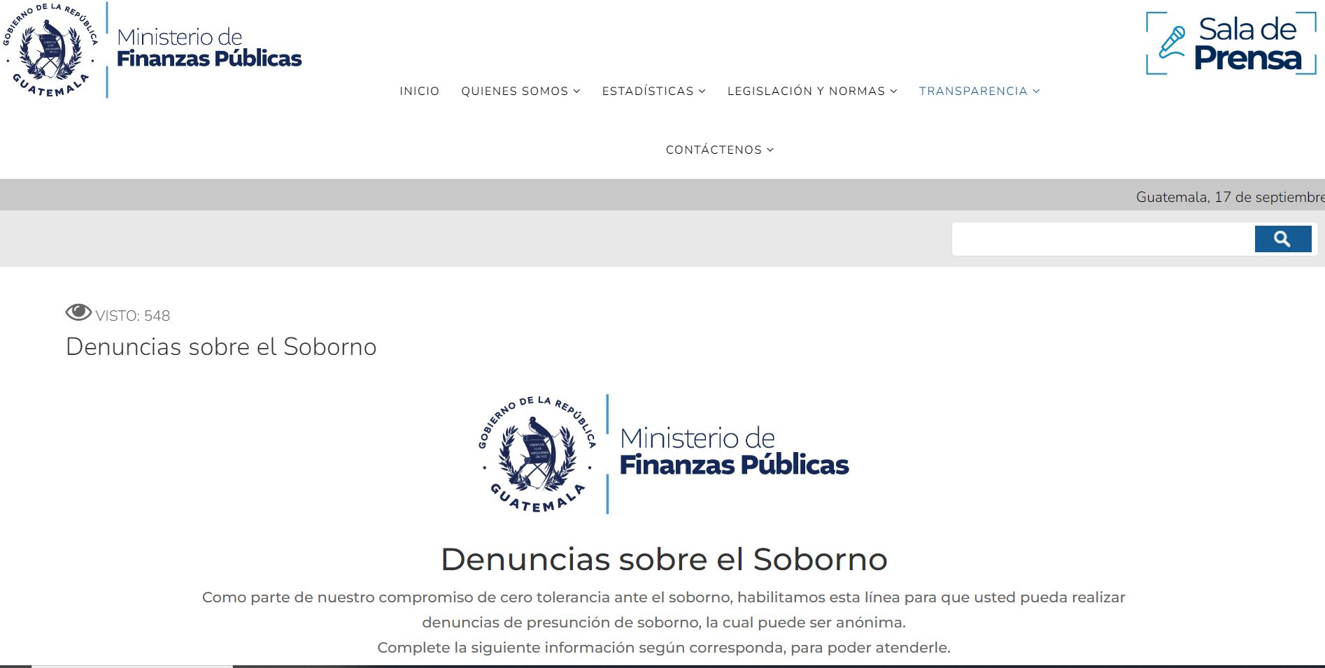 Minfin llama a utilizar el portal de denuncias sobre soborno