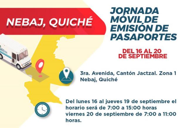 Hoy llega Jornada Móvil de Emisión de Pasaportes a Quiché