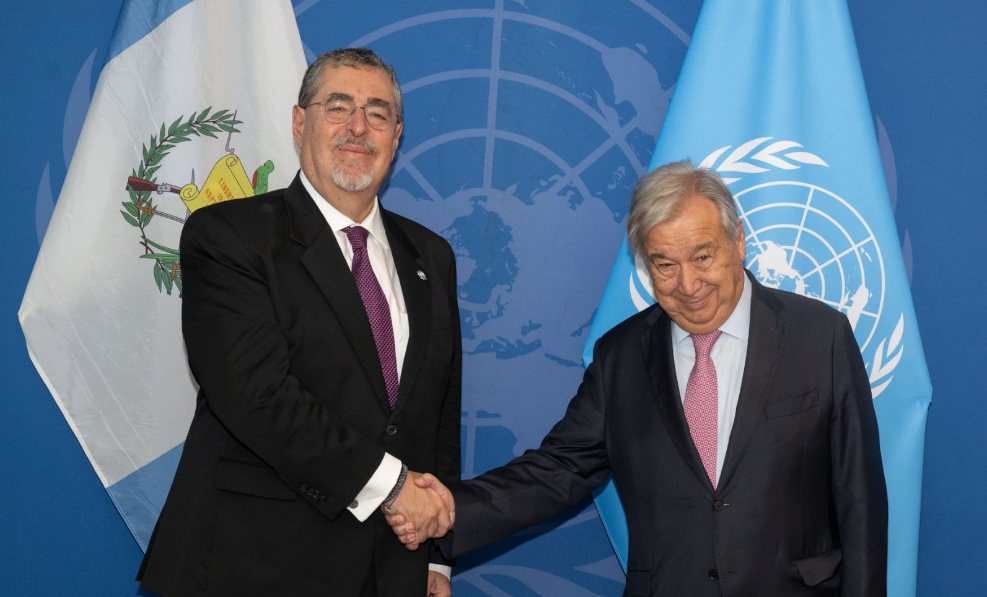 Presidente Bernardo Arévalo con el secretario general de las Naciones Unidas, Antonio Guterres. / Foto: ONU.