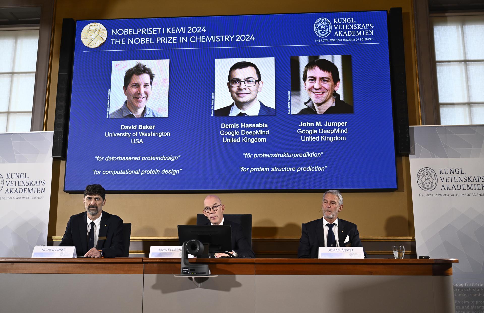 Anuncio de los ganadores del Premio Nobel de Química de este año. / Foto: EFE.