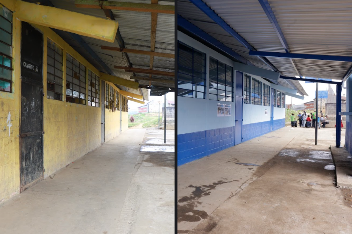 El antes y después en el remozamiento de establecimientos educativos públicos en esta administración. / Foto: Mineduc.