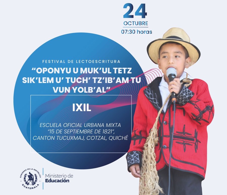 El Ministerio de Educación realizará el segundo festival de lectoescritura en idiomas minoritarios guatemaltecos en el municipio de San Juan Cotzal, Quiché. / Foto: Mineduc.