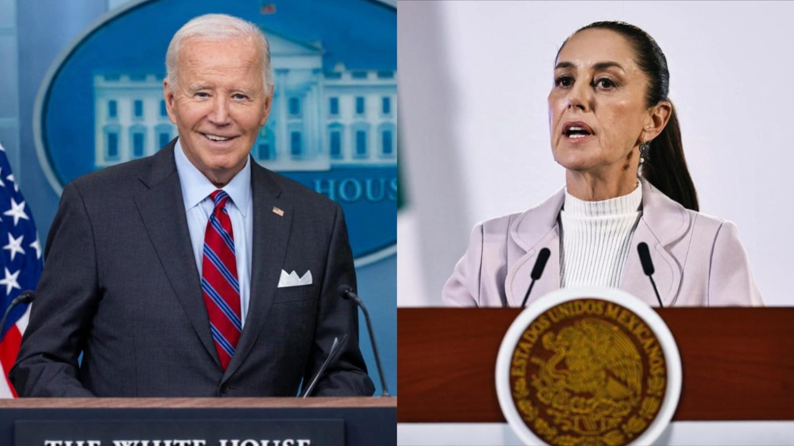 Joe Biden (izquierda) dialogó con Claudia Sheinbaum (derecha). / Foto: EFE.