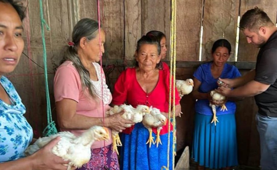 Comunitarios de Petén reciben asistencia técnica en cuidado de aves de corral. / Foto: MAGA.
