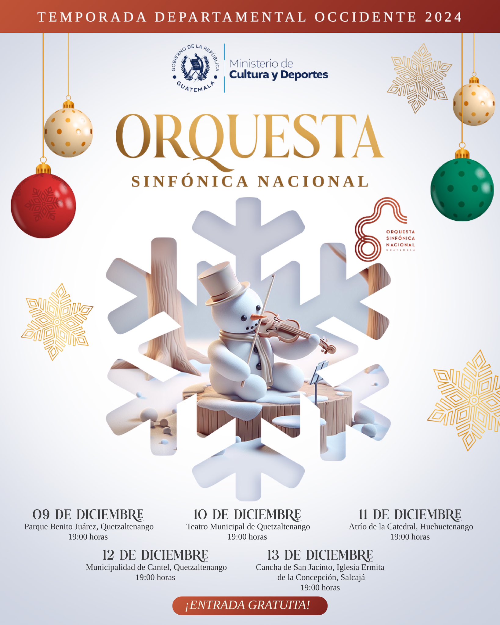 La población del Occidente puede deleitarse con las presentaciones navideñas. / Foto: cortesía OSN