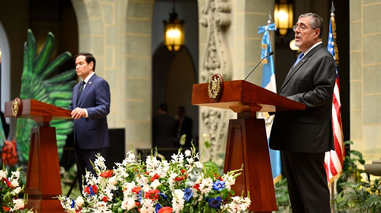 Conferencia conjunta del presidente de Guatemala, Bernardo Arévalo, y el secretario de Estado de Estados Unidos, Marco Rubio. / Foto: Álvaro Interiano.