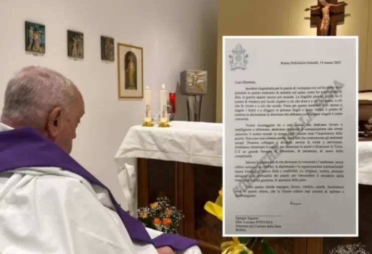 La imagen muestra la primera foto que se conoce del Papa y la carta que envió al diario Corriere della Sera'