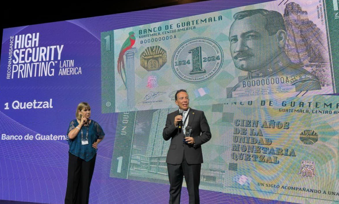 Guatemala recibe reconocimiento internacional por Mejor Nuevo Billete Conmemorativo