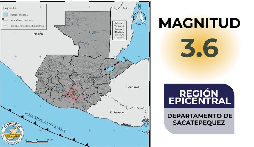 El epicentro del nuevo sismo se registró al sur del departamento de Sacatepéquez.
