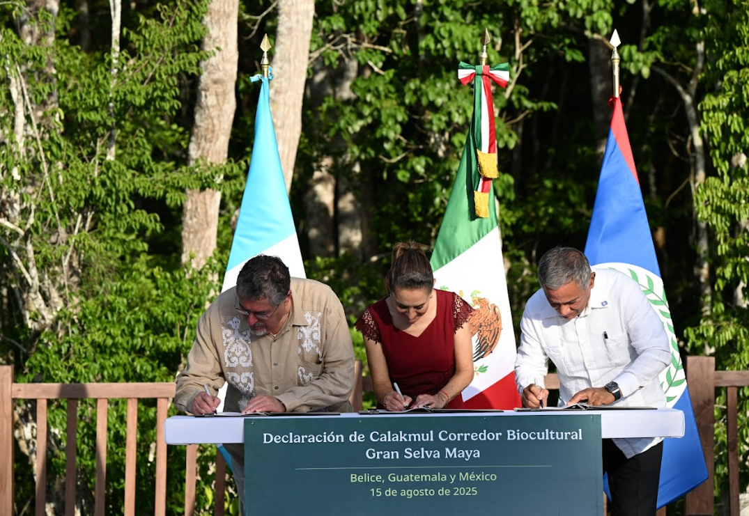 Gobiernos de Guatemala, México y Belice firman declaración de Calakmul para proteger la riqueza ambiental de la región