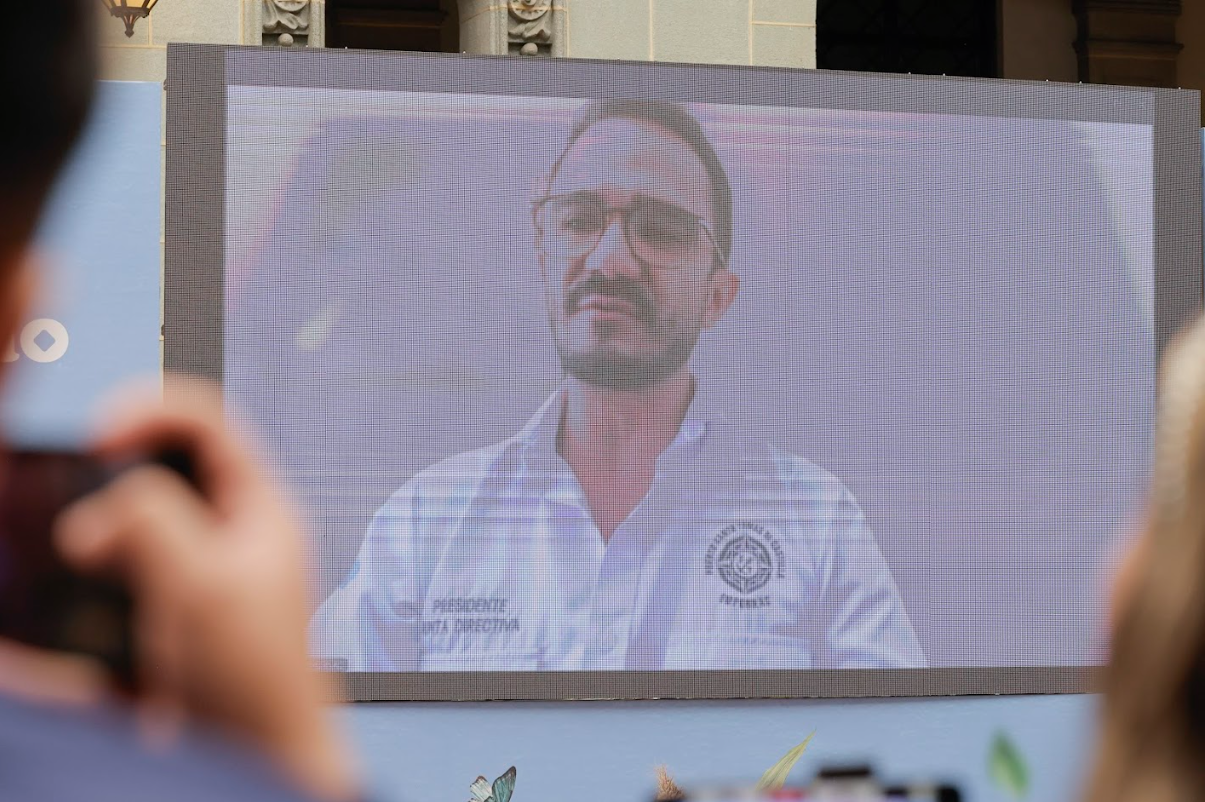 José de la Peña, presidente de la Junta Directiva de la Empresa Portuaria Nacional Santo Tomás de Castilla, participó de manera virtual en conferencia de prensa. / Foto: Analí Camey
