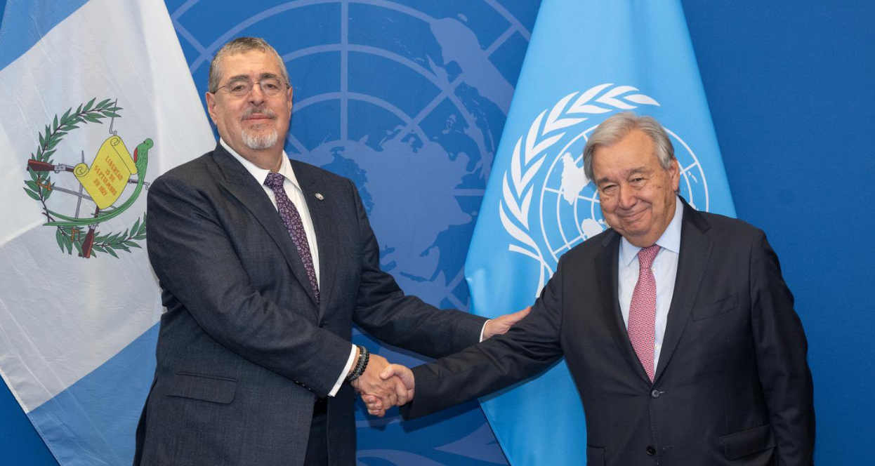 Presidente Bernardo Arévalo se reúne con el secretario general de las Naciones Unidas