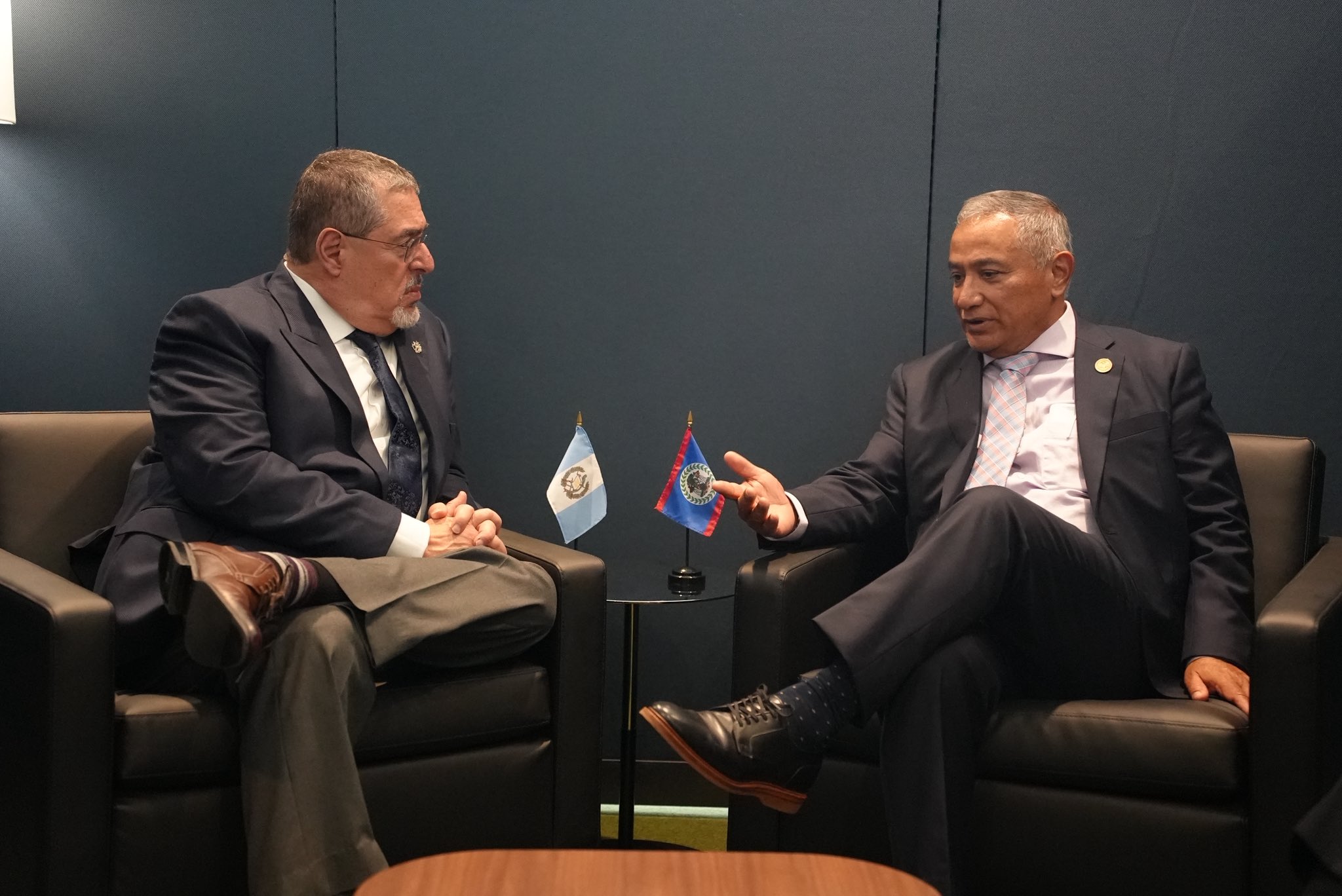 Presidente concluye gira de trabajo en Nueva York con reunión con el Primer ministro de Belice. / Foto: Gobierno de Guatemala.