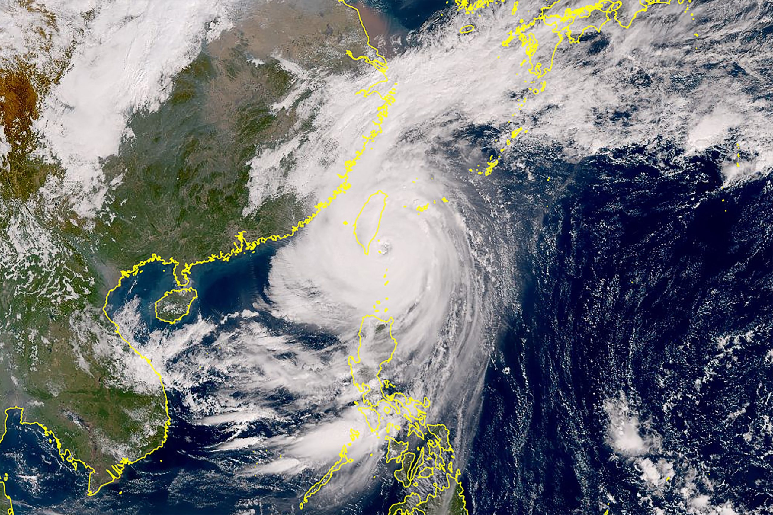 Esta imagen de satélite muestra la magnitud deñ super tifón Ragasa, que azota al sur de la República de China, (Taiwán)