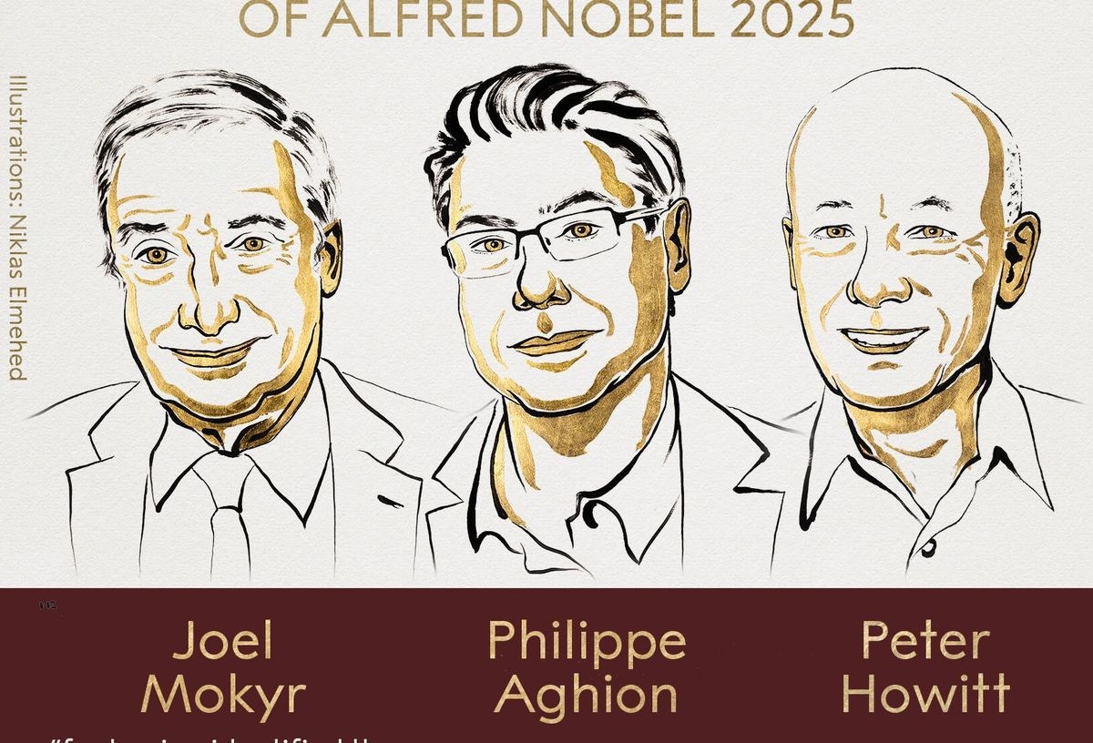 El estadounidense Joel Mokyr, el francés Philippe Aghion y el canadiense Peter Howitt reciben el Premio Nobel de Economía 2025.