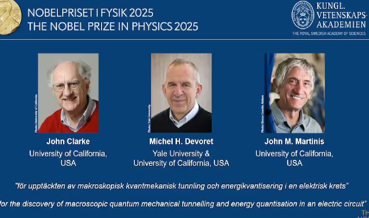 Los tres galardonados con el Premio Nobel de Física 2025.