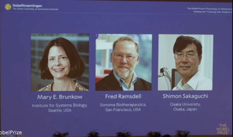 Mary E. Brunkow, Fred Ramsdell y al japonés Shimon Sakaguchi, galardonados con el Nobel de Medicina 2025.