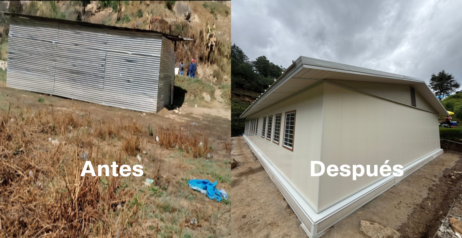 Antes y después: así fue el cambio tras la entrega del módulo de tres ambientes en la escuela de paraje Chirramírez, Totonicapán