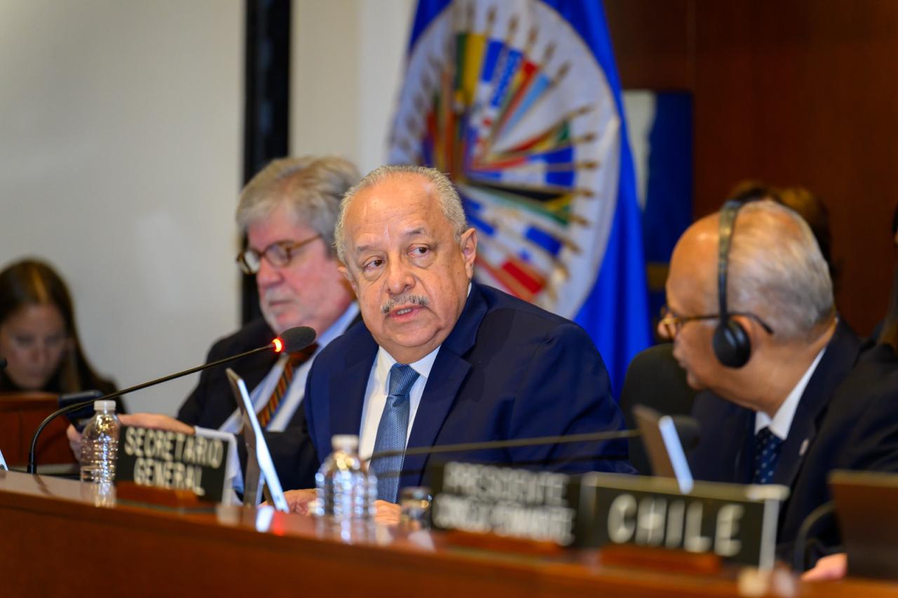 El ministro de Relaciones Exteriores, participó en la sesión extraordinaria del Consejo Permanente de la OEA donde se abordaron las amenazas al orden constitucional y democrático en Guatemala. / Foto: Minex