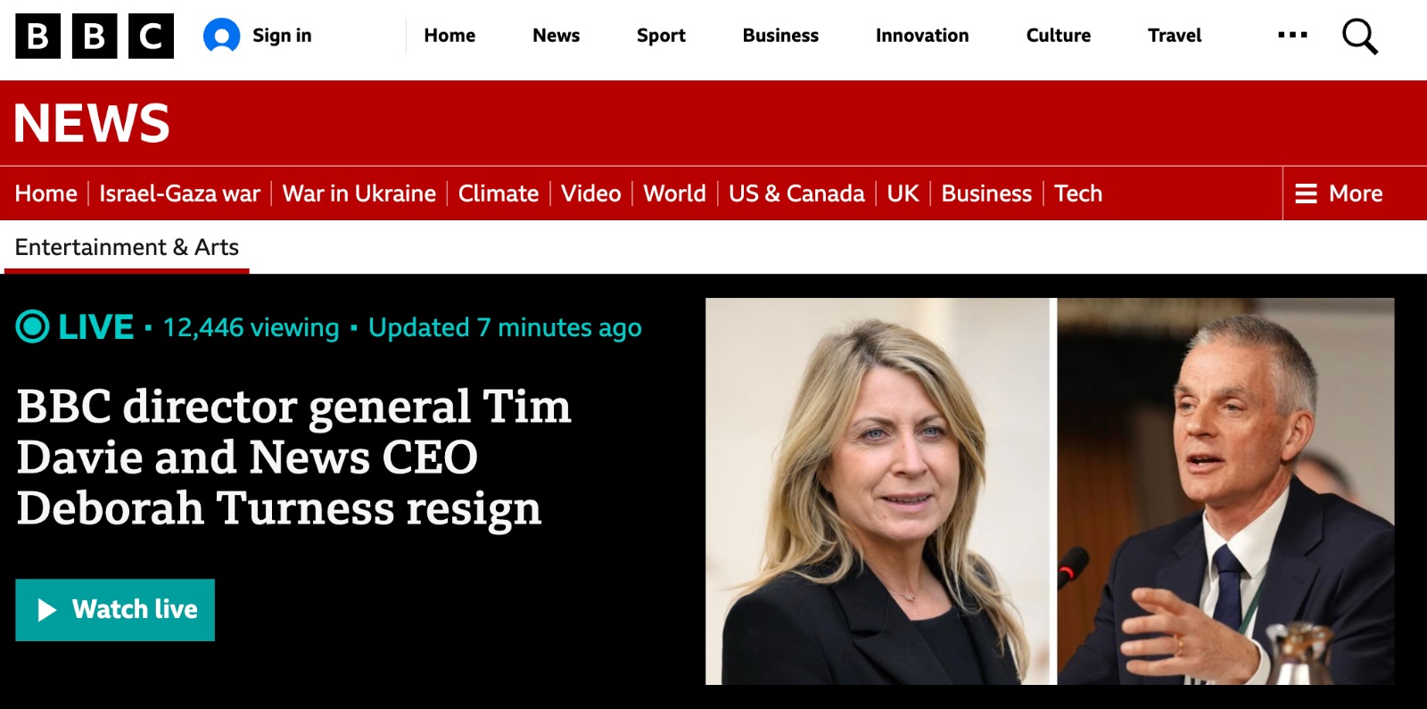 Dimite el director general de la BBC tras una polémica por un documental sobre Trump