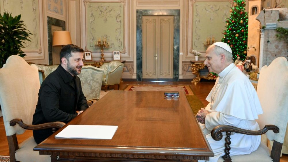 El papa León XIV recibió al presidente de Ucrania, Volódimir Zelenski, en Castel Gandolfo.