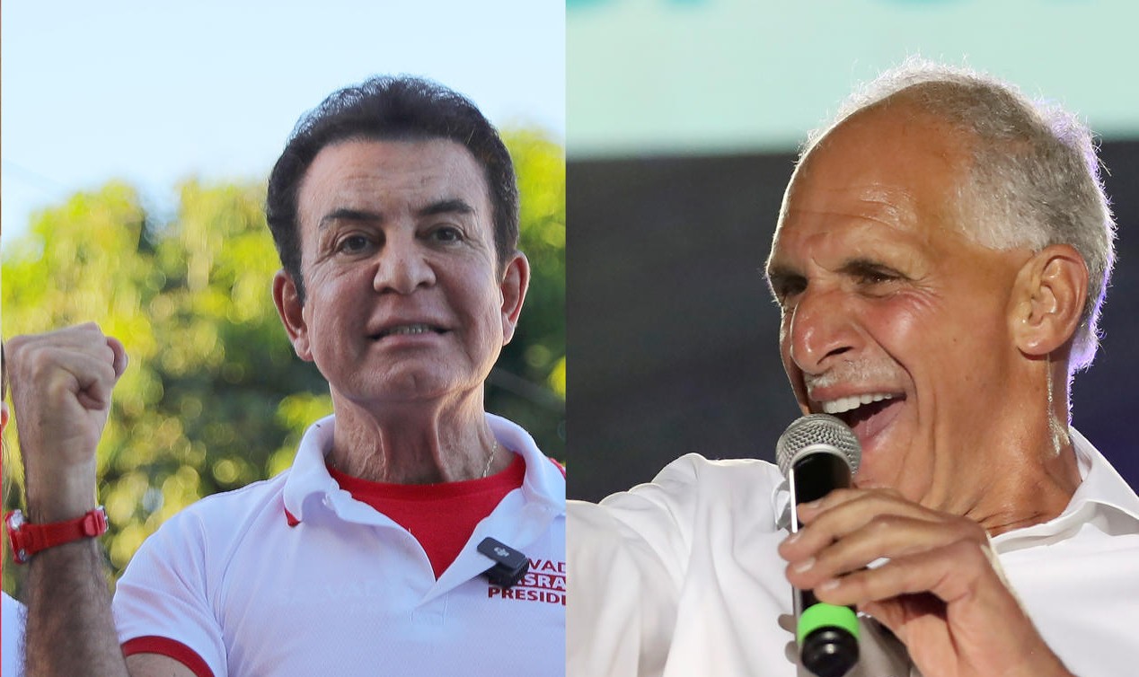 Nasry "Tito" Asfura, derecha y Salvador Nasralla encabezan el recuento de votos luego de una concurrida jornada electoral en Honduras.