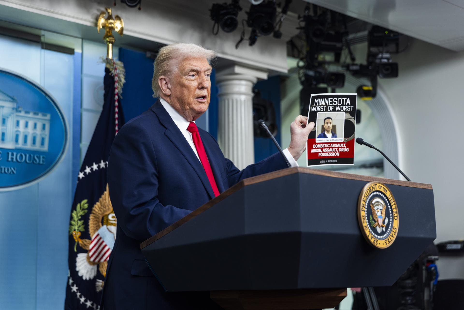 El presidente de Estados Unidos, Donald Trump, habló sobre María Corina Machado y Venezuela en parte de su conferencia de prensa. / Foto: EFE.