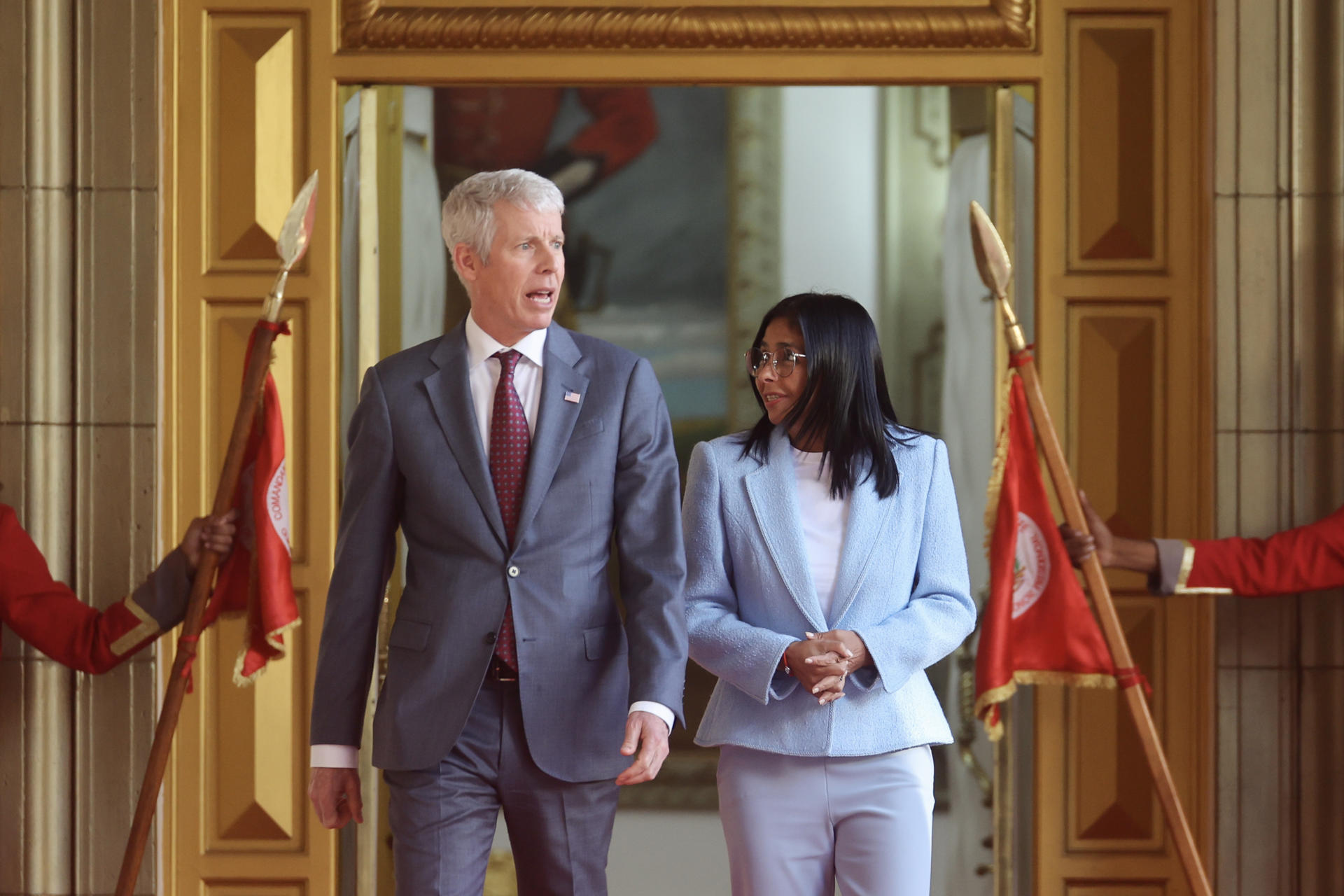 Presidenta encargada de Venezuela, Delcy Rodríguez, junto al secretario de Energía de Estados Unidos, Chris Wright. / Foto: EFE.