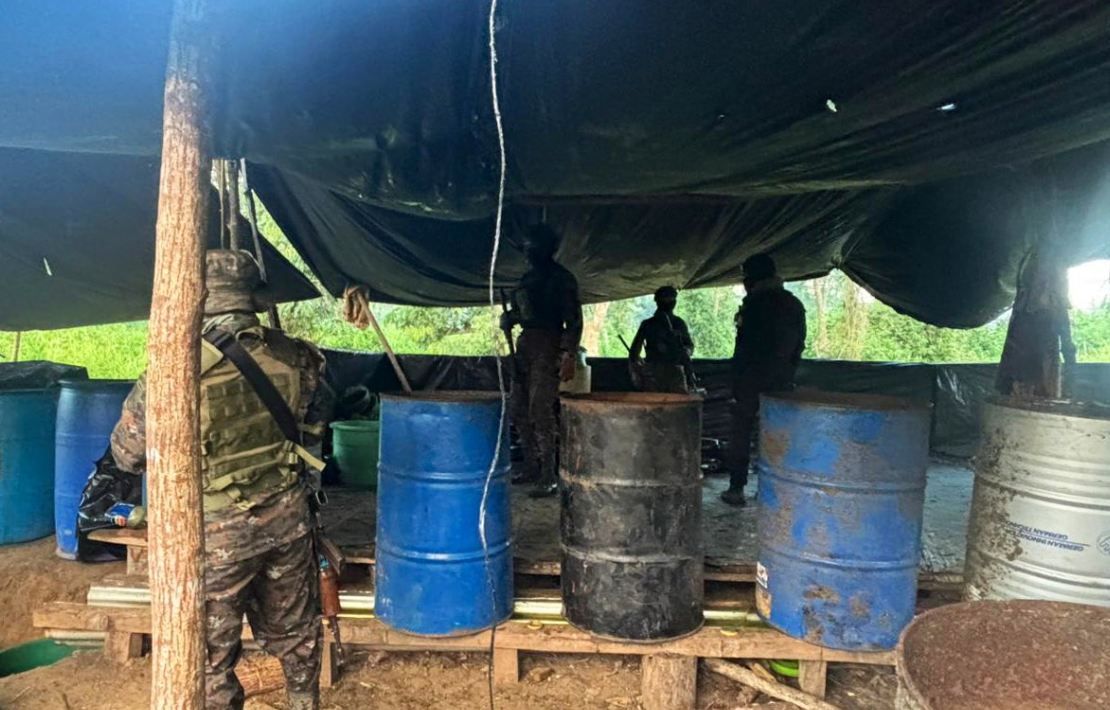 Ejército localiza presunto narcolaboratorio./Foto: Ejército de Guatemala.