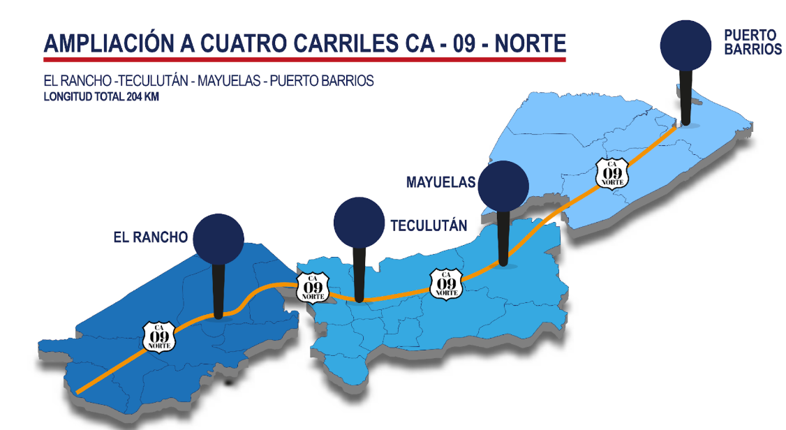 Ampliación a cuatro carriles desde El Rancho hasta Puerto Barrios./Foto: CIV. 