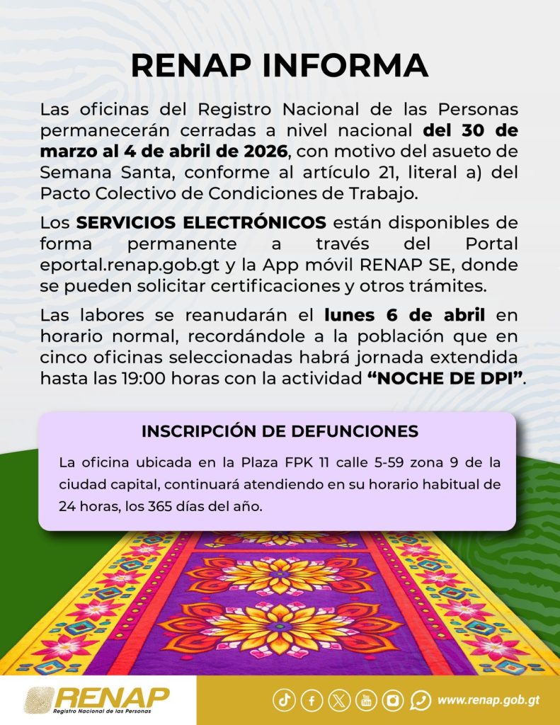 Comunicado de Renap. 