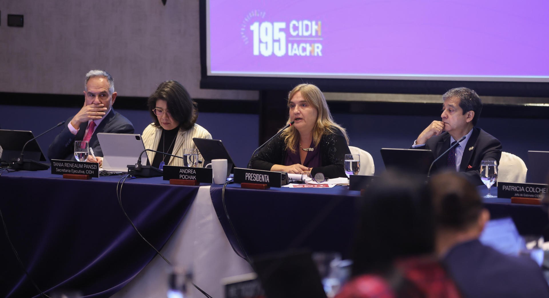 La Comisión Interamericana de Derechos Humanos, durante una de las sesiones públicas que se efectuaron esta semana en la Ciiudad de Guatemala.