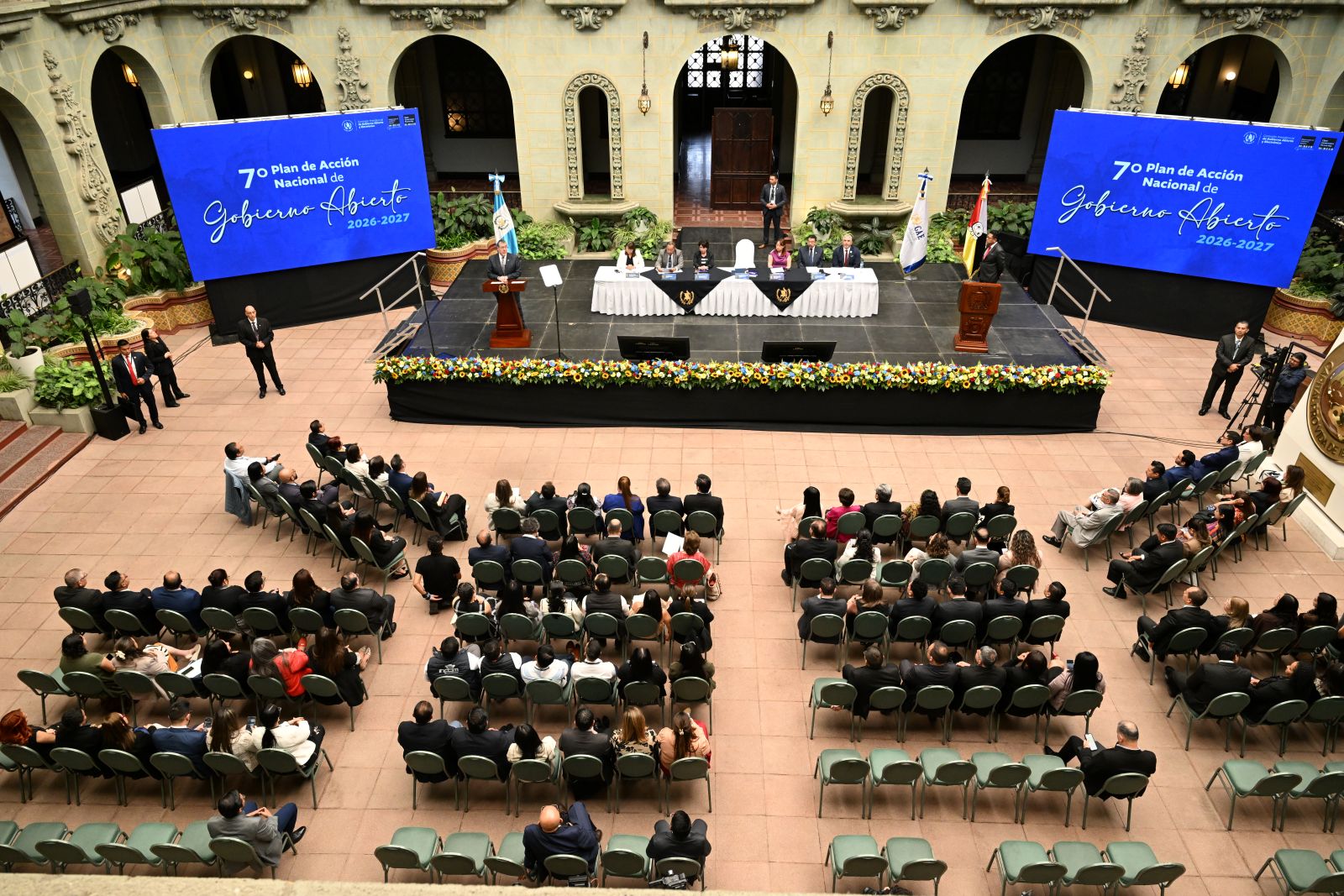 El presidente Bernardo Arévalo, durante la presentación del 7o. Plan de Acción Nacional del Gobierno Arbierto.