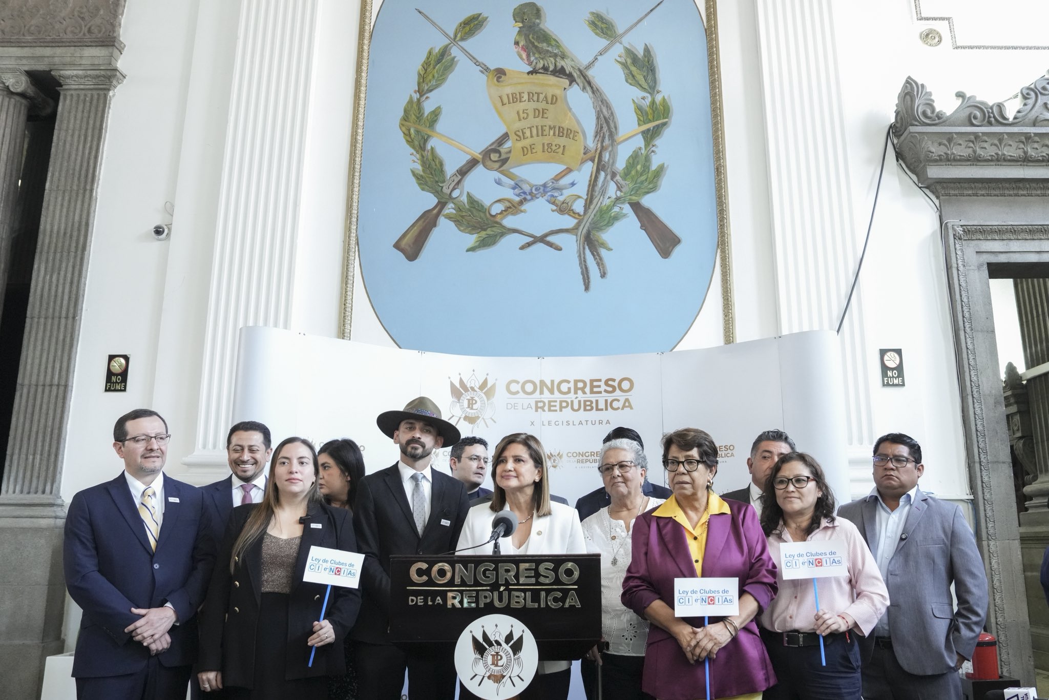 La vicepresidenta Karin Herrera, durante la presentación de la iniciativa de ley ante diputados al Congreso de la República.