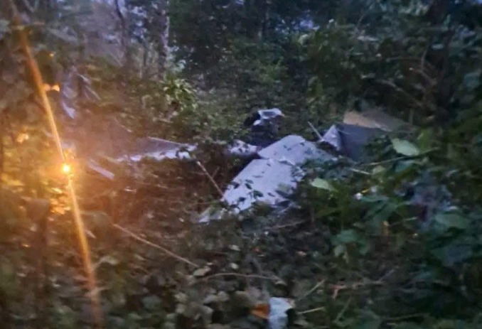 Restos de la aeronave accidentada en jurisdicción de Santa Cruz Barillas, Huehuetenango.