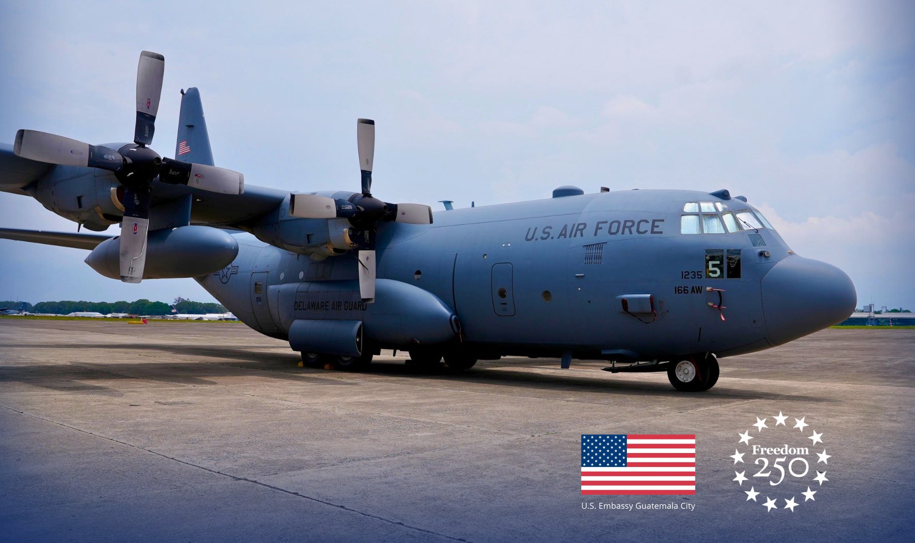 Un avión C-130 Hércules de Estados Unidos arribó a Guatemala con equipo para la Fuerza Aérea Guatemalteca