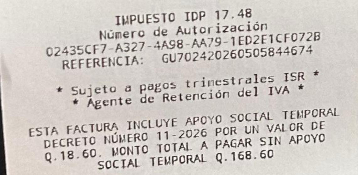 MEM hace el llamado a verificar el apoyo temporal en las facturas de consumo de combustible