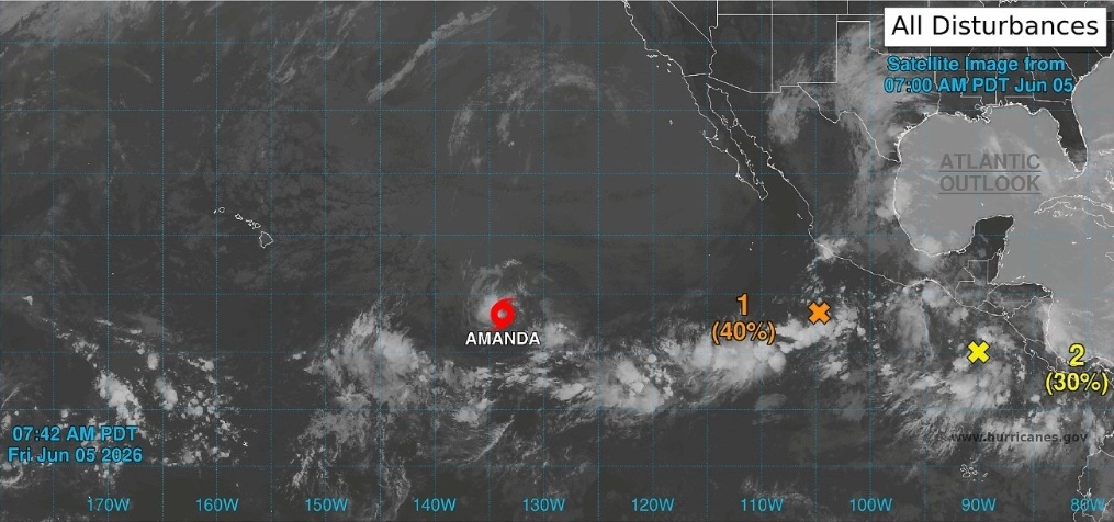 Sistemas de baja presión en el Pacífico propician incremento de lluvias durante el fin de semana.