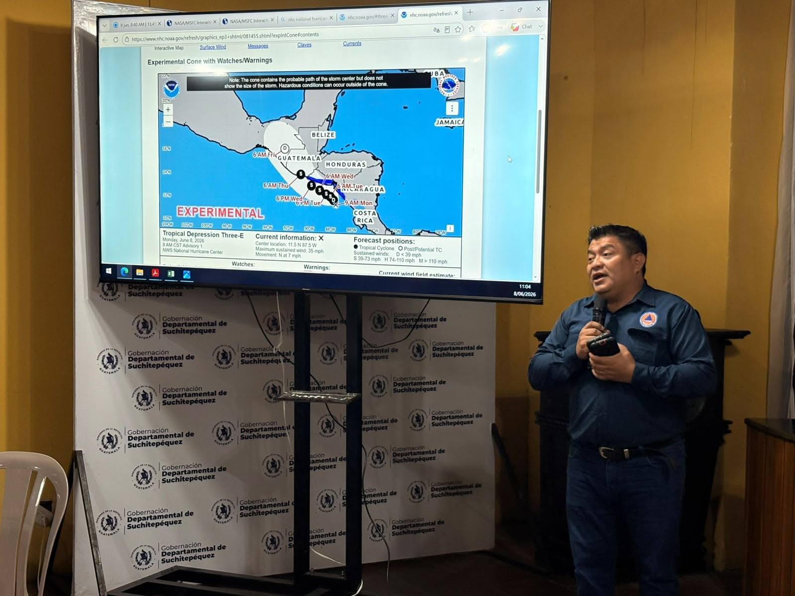 COE de Suchitepéquez fortalece coordinación interinstitucional ante condiciones meteorológicas